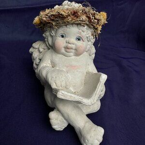 Vintage 1993s Dreamsicle by Kristin Cute Angel  w / book Figurine 4" Tall